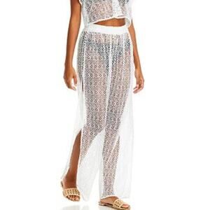 NEW Peixoto Dylan Sheer White Lace Crochet Swim Cover-Up Pull-On Pants